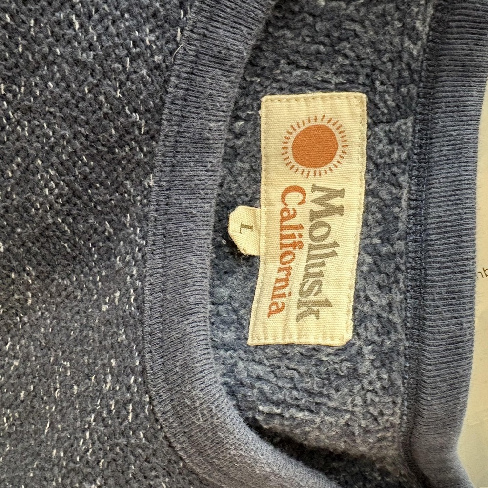 Mollusk Sweatshirt Mens Large Blue Textured Knit Pullover Crew Neck Cotton Blend - Picture 5 of 7